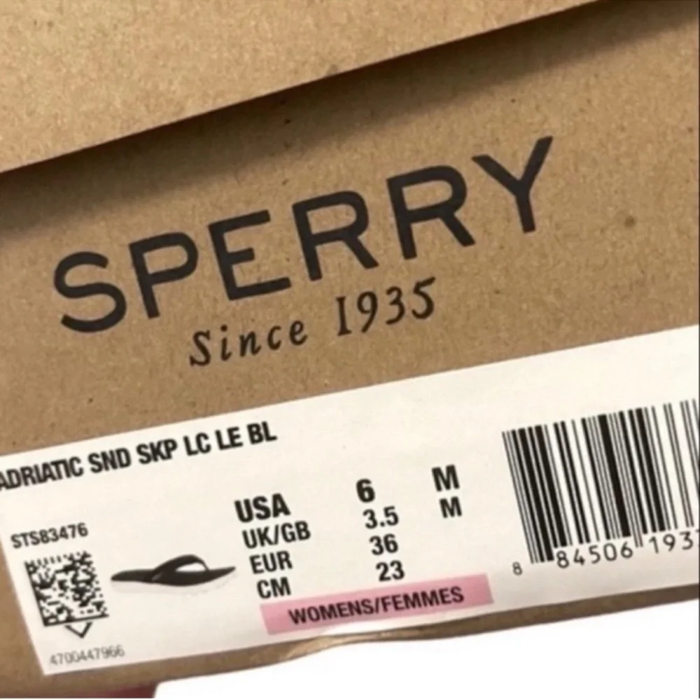 NEW Sperry Adriatic Leather Sandals Skip Lace Flip Flops Black Size 6 - Picture 5 of 11